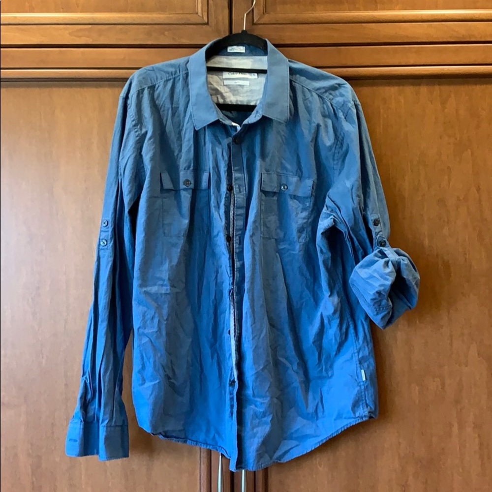 Calvin Klein casual blue button down shirt